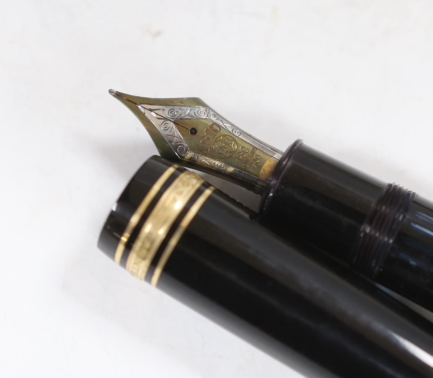 Two Waterman pens; a ball point and a fountain pen, a Montblanc fountain pen and a Parker fountain pen (4)